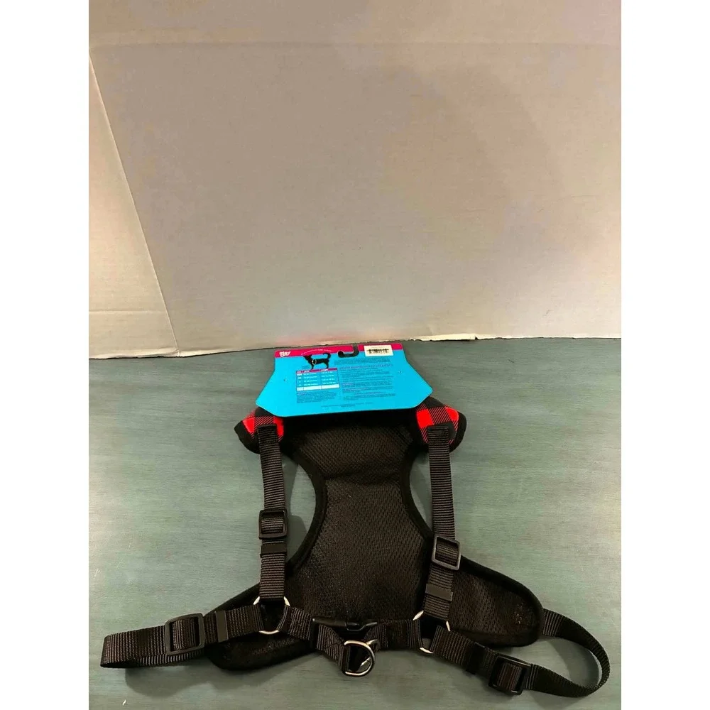 Play On Comfort Step-In Harness Dog Large Red Black New Buffalo Plaid Mesh Lined